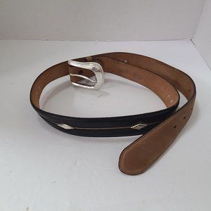 Western Justin leather belt silver buckle 38in new gift mens